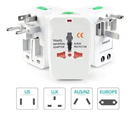 Pack 2 Adaptadores Conector Enchufe Universal Para Viajes