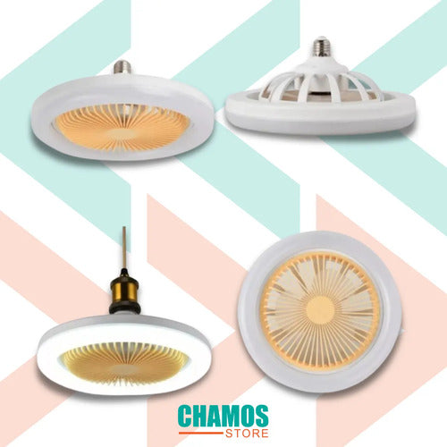 Ventilador De Techo Con Lampara Led Con Control Remoto 63.5 Cm 50 Blanco Plástico 3