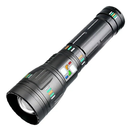 Linterna De Mano P50 Impermeable De 5.000 Lumen Carga Usb Blanco Negro