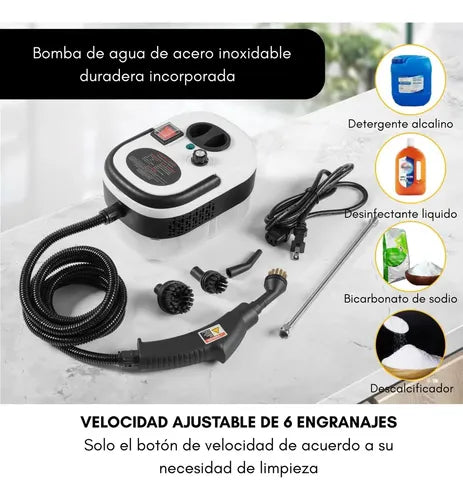 Maquina Vapor Limpiador Manual Alta Potencia Portátil 4 Pzs Blanco