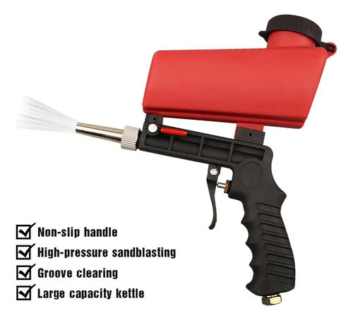 Pistola Arenadora Chorro De Arena Neumática P/ Gravedad Negro/rojo