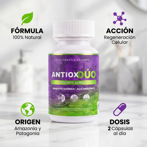 Suplemento Antiox Duo Regenerador Celular Vitamina C B12 Maqui - Acai