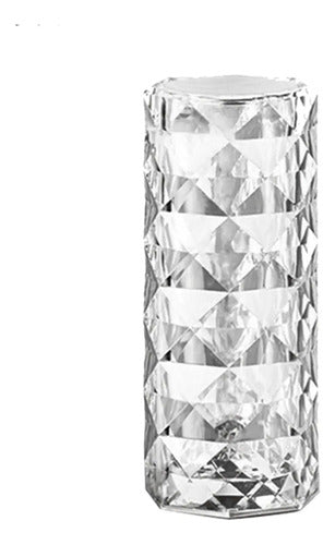 Lampara De Cristal Figura Rosa Touch Mesa Noche Recargable Blanco