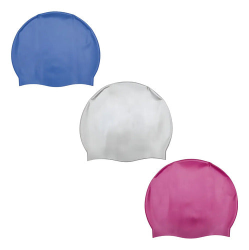 Pack X3 Gorro Natación Silicona Para Adultos Color Sólido Variado Lisa Talla Unica