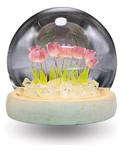 Lámpara Led Decorativa Tulipán Mesa De Noche Espanta Cuco