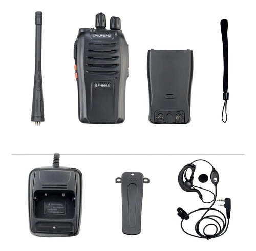 Pack X2 Radio Transmisor Baofeng 6km Can Sos Negro